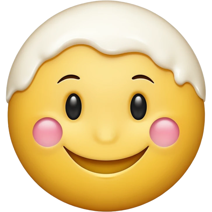Smiley face with white cream on it emoji