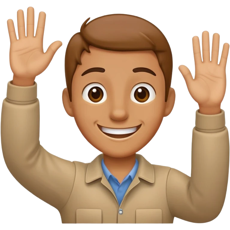 Anthropomorphic number 5 raising hands emoji