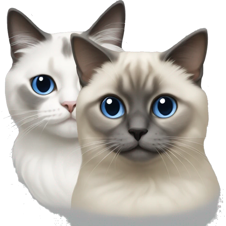 3 cats : 2 Birman 1russian blue emoji