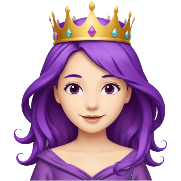 princesse with wind purple hair emoji