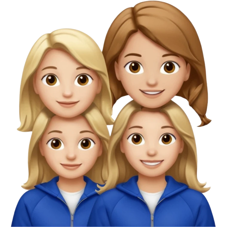 two girls smiling one has blond hair and one is has brown hair they are wearing royal blue track suits emoji
