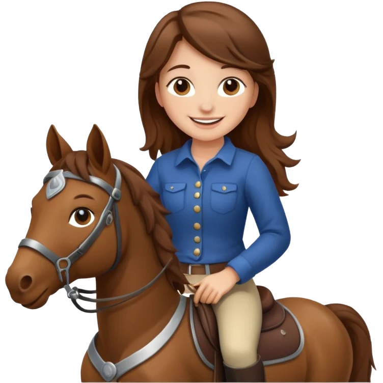 brown haired girl on a horse smiling' emoji
