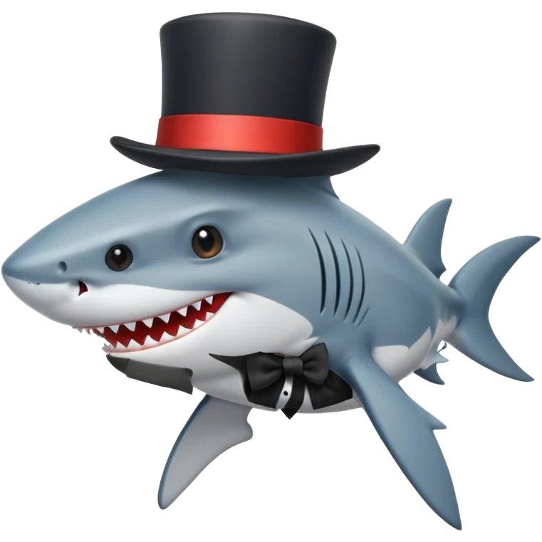 Shark with a top hat emoji