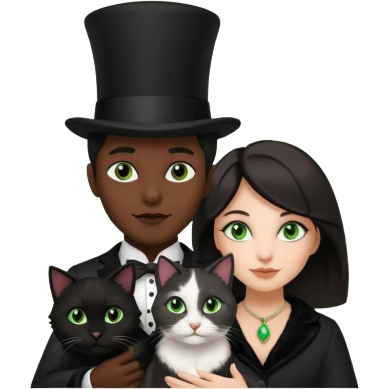 magician couple and their pet cat emoji