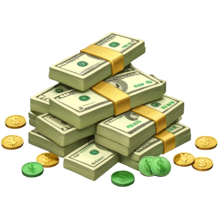 money, cash, dollar bills, coins, wealth emoji