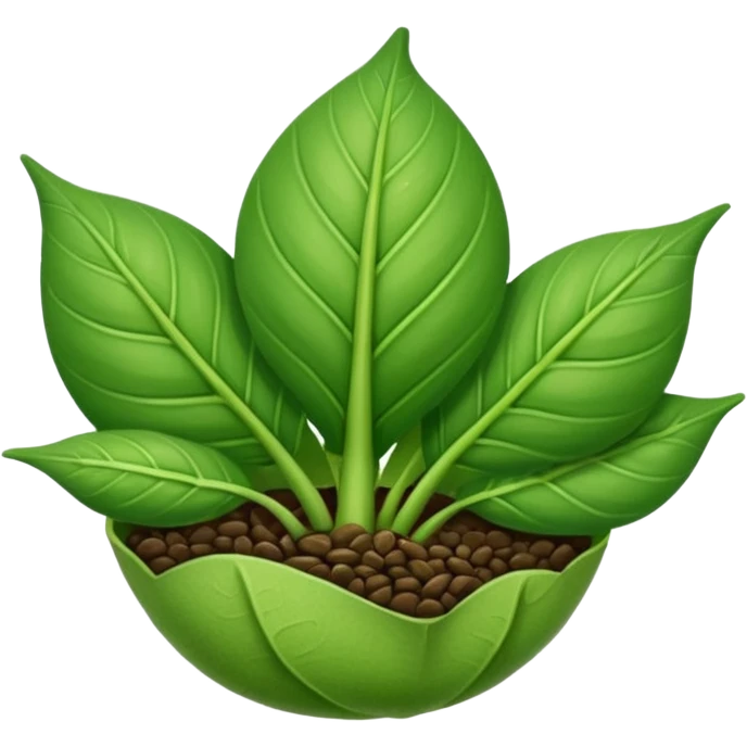 Germinating seed with a folded leaf emoji