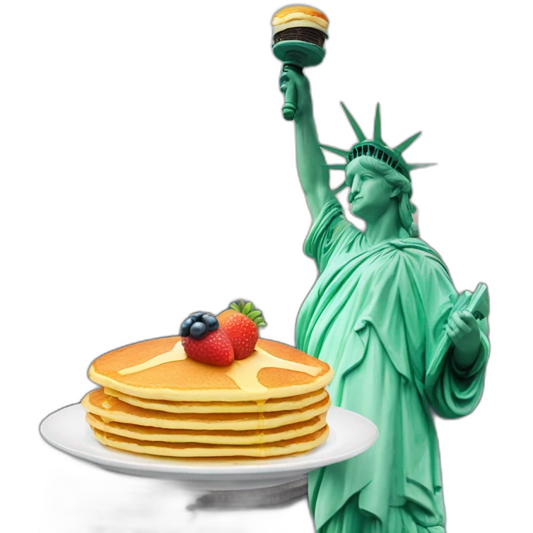 Statue of liberty  holding a pancake emoji