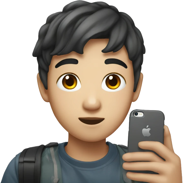 korean boy selfie with iphone emoji