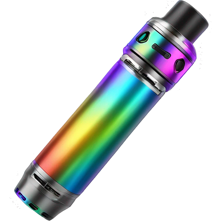 Realistic isolated rainbow metallic geekvape t200 Zeus vape device. emoji