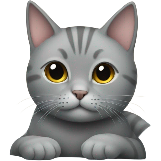 Small grey cat on a bed pillow emoji