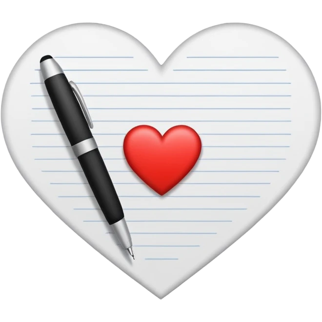 Writing paper on a heart emoji