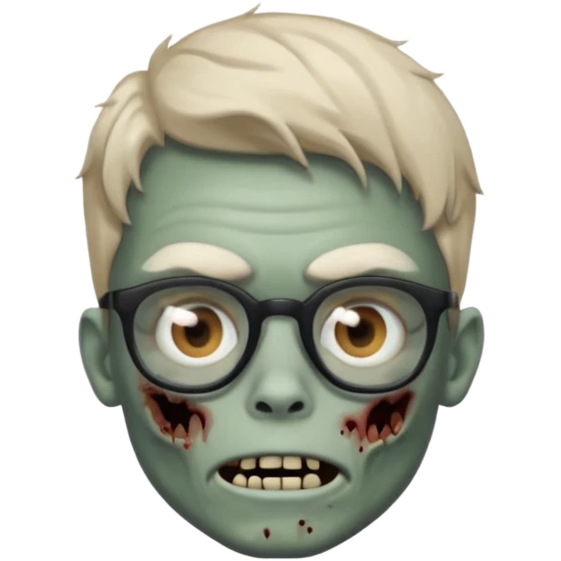 a zombie boy emoji with semi wavy hair and glasses emoji