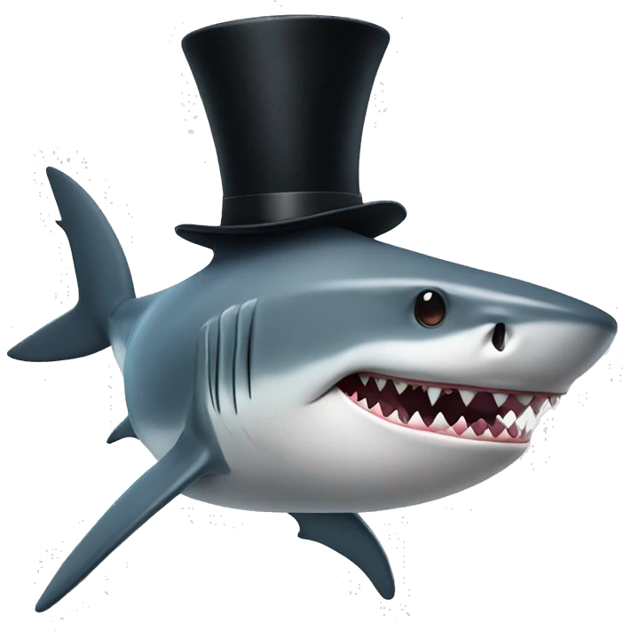 Shark with a top hat emoji