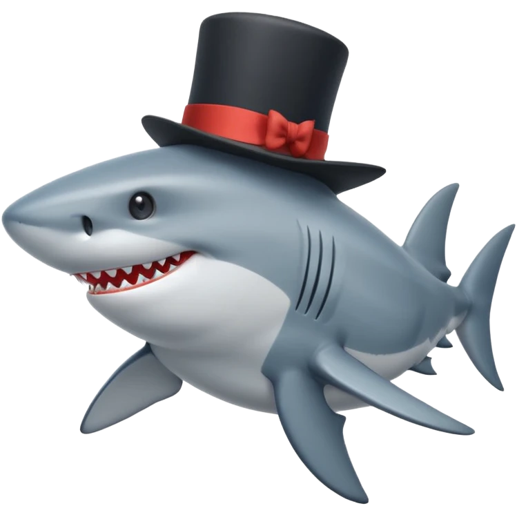 Shark with a top hat emoji