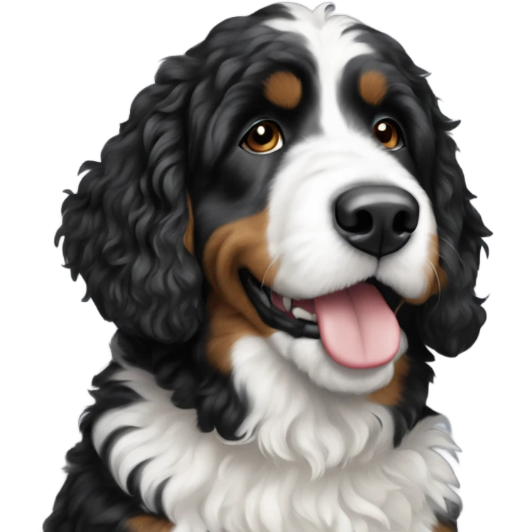 Black and white Bernedoodle emoji