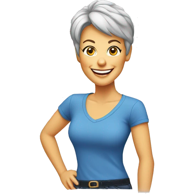 jamie lee curtis cartoon smiling wearing tee emoji