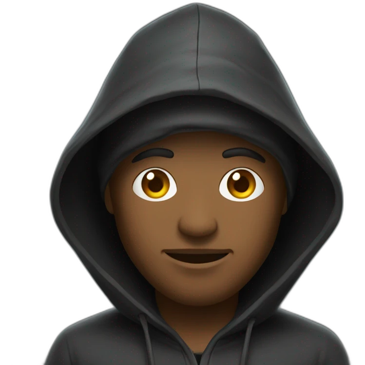 Black hat Hacker in hoodie emoji