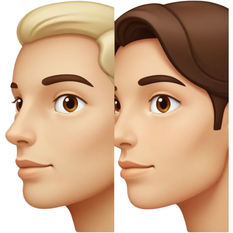 Before and after mewing comparison, face profile showing improved jawline and facial structure emoji