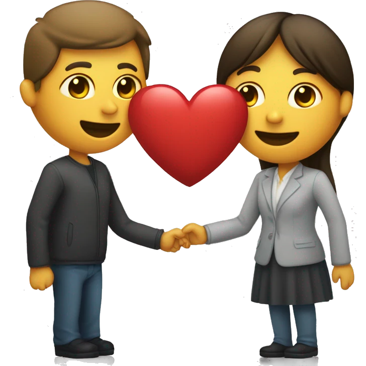 un ombre y una mujer formando un corazon emoji