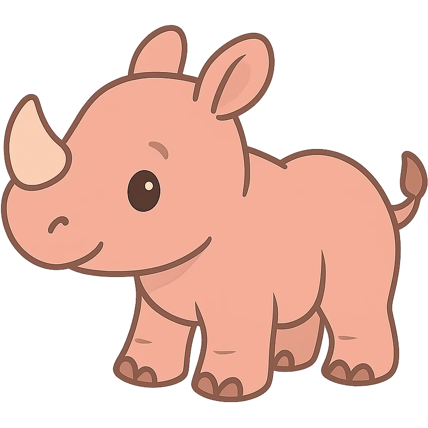flat toon light pink baby rhino emoji
