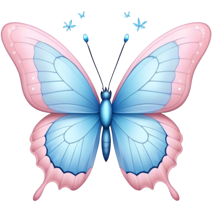 Light blue butterfly facing a light pink butterfly with trails of sparkles emoji