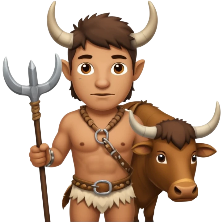 Stone age man  with Ox Plow emoji