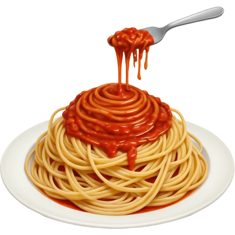 pasta swirl of spaghetti all'assasina, no fork, sauce mixed into the spaghetti emoji
