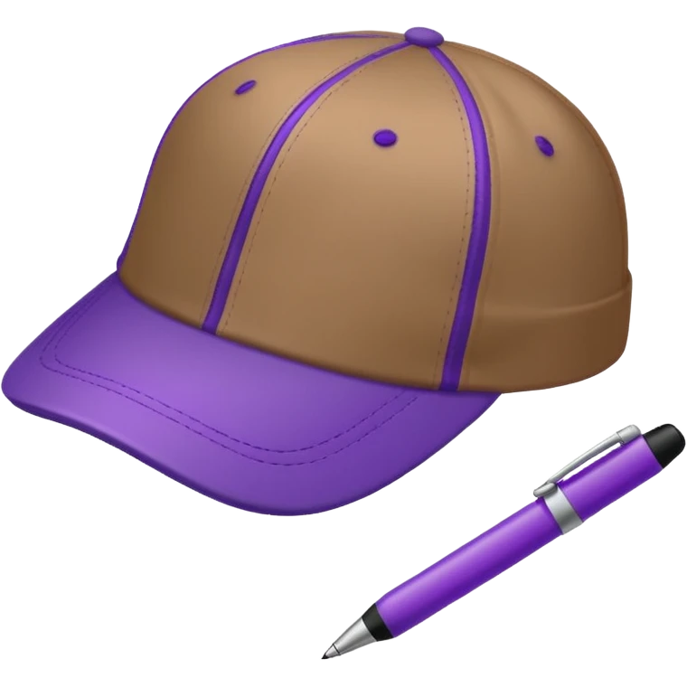 A plastic brown ball cap and the long rectangle purple. (With a pen) And looks like a BFDI style emoji