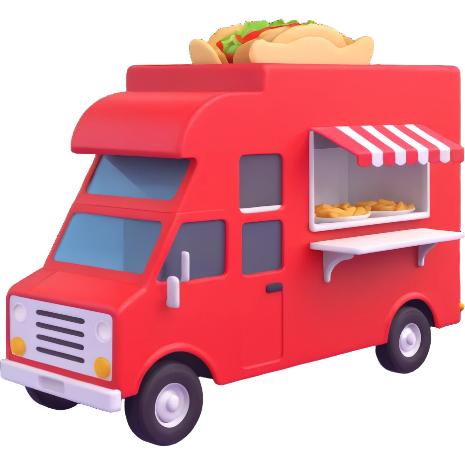 generate me a 3D red truck icecream food truck emoji
