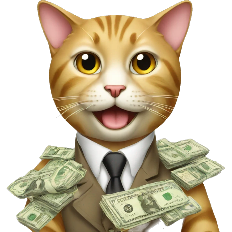 rich cat with money  emoji