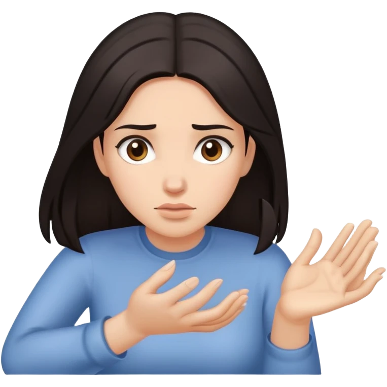 Woman with dark hair, both hands gripping downward as if holding onto something, isolated figure with no water emoji