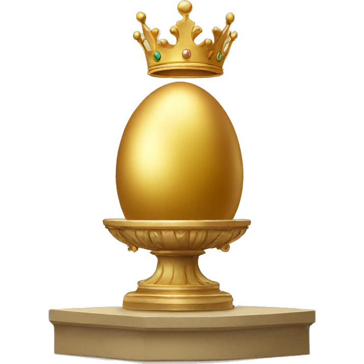 golden egg on short pedestal wearing a crown emoji
