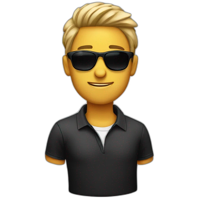 Cara hombre con pelo blanco y con gafas de sol negras emoji