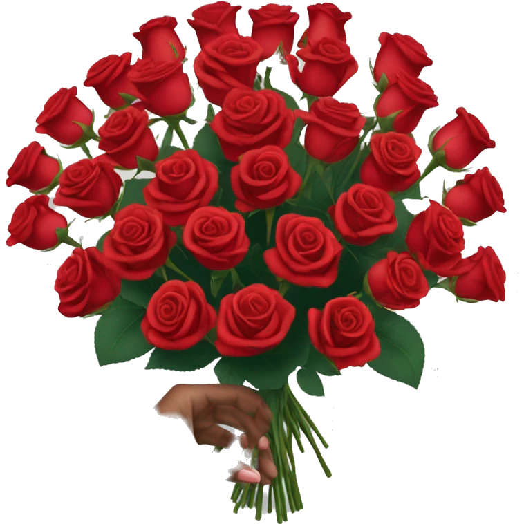 bouquet of 51 red roses with a woman's hand emoji