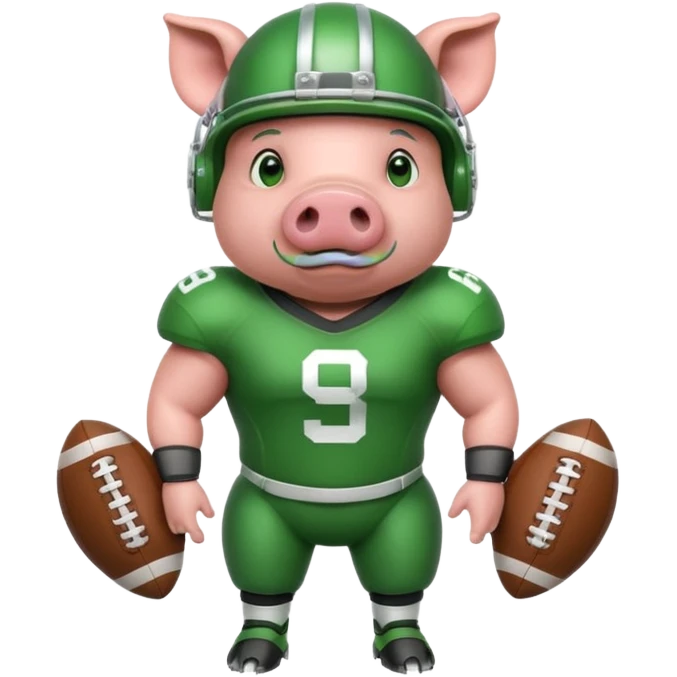 american football player pig green emoji