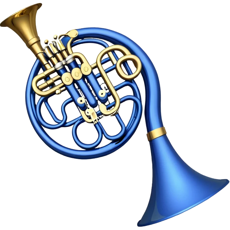 Blue french horn her tarafı mavi sarı detaylar olmadan emoji