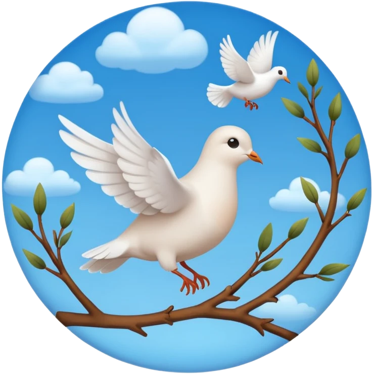 A sky-blue circle and a ☑️ Little dove  emoji