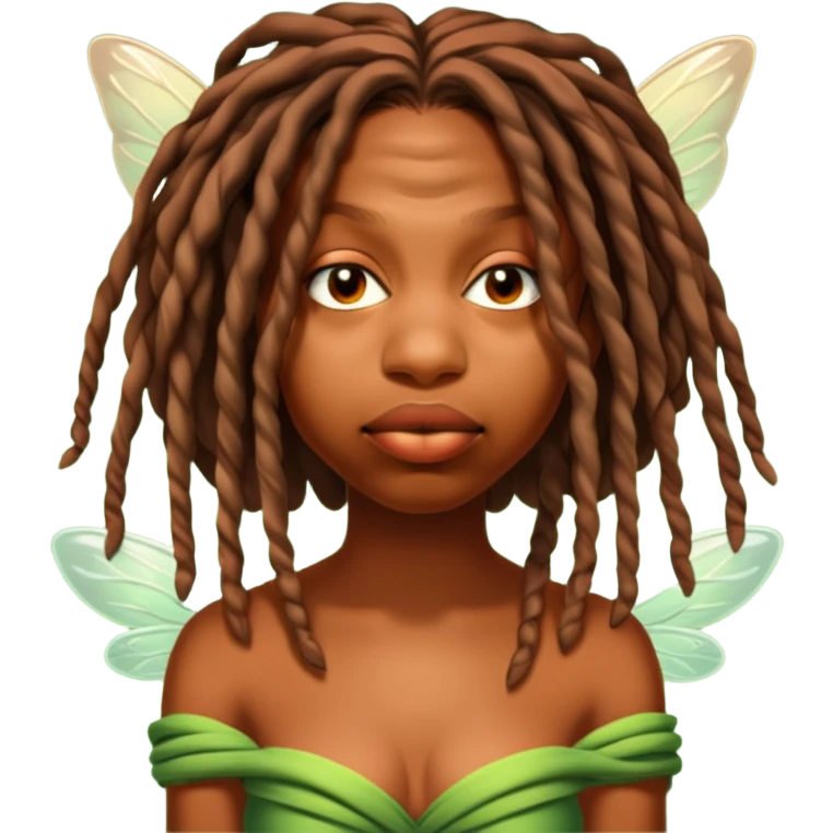 Brown skin fairy with locs emoji