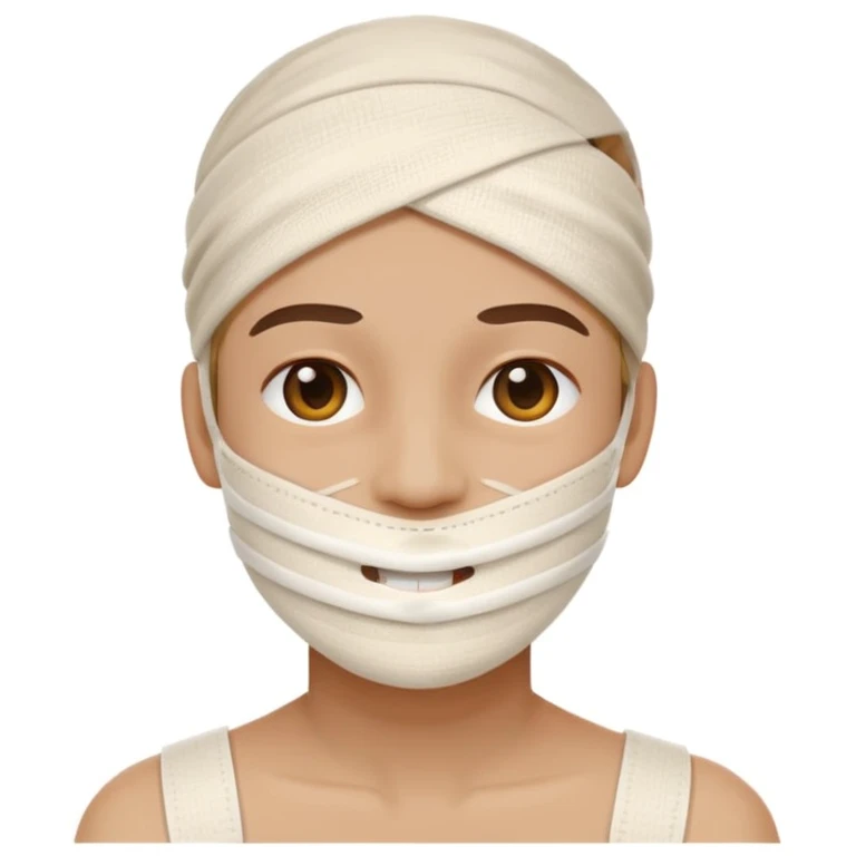 사랑니 빼서 붕대 감아놓은 얼굴 emoji