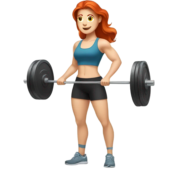 Redheaded woman lifting weights  emoji