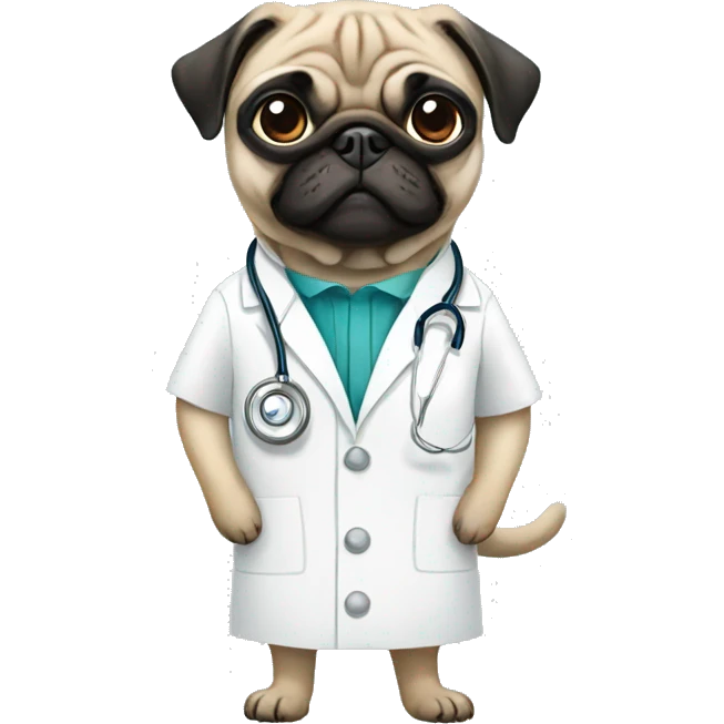 Pug dress like a doctor emoji