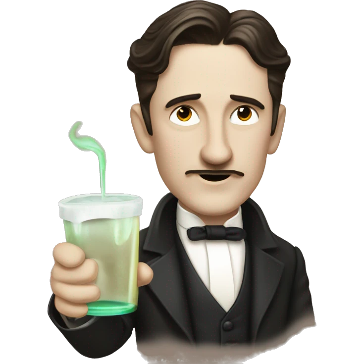 Nicola Tesla drinving a Tesla emoji