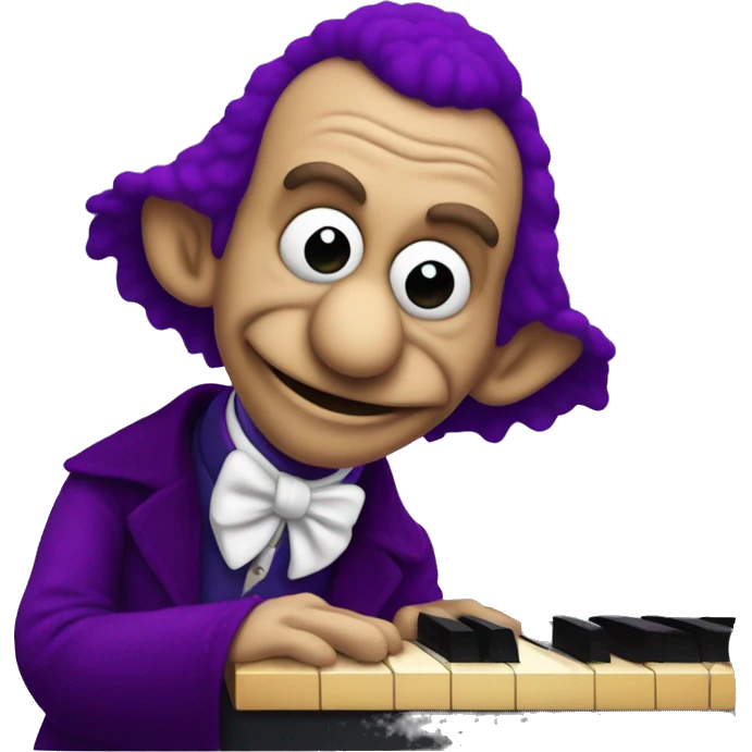 Sesame Street purple Count von count playing piano, iOS emoji stye art emoji