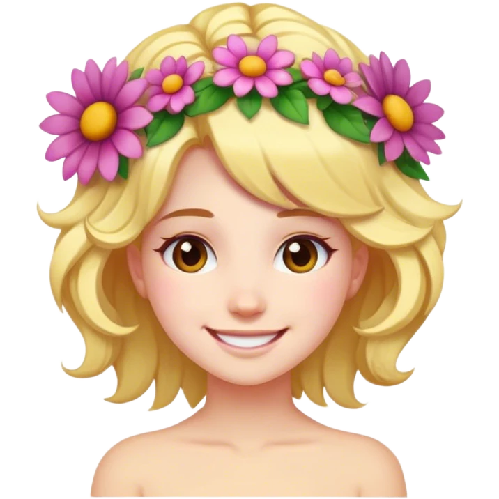 smiling girlwith flower hair emoji