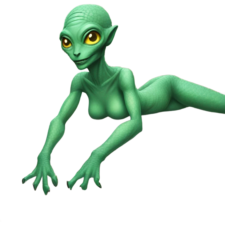 a Reptilian alien woman laying on the bed emoji