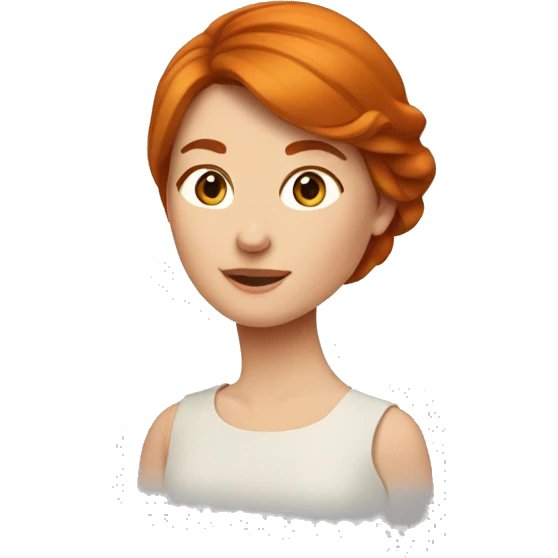 une femme rousse au cheveux courts et lisses et qui sourit emoji