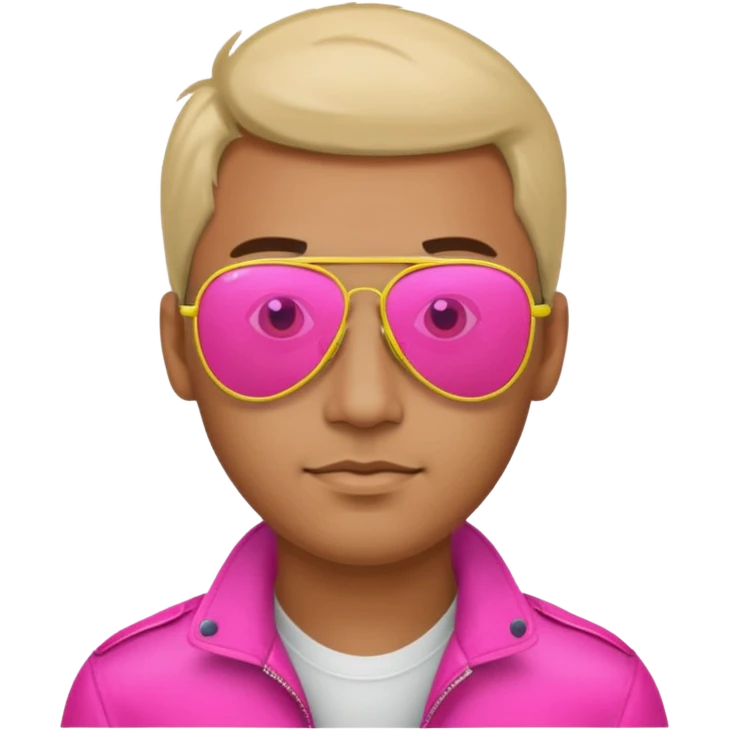 1980s man wearing reflective neon pink aviator sunglasses emoji