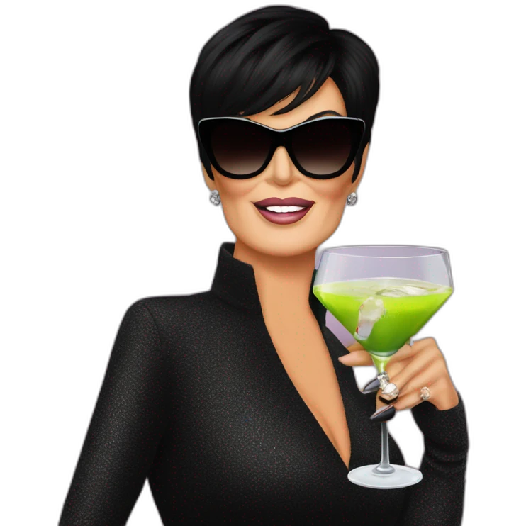 Kris Jenner with sunglasses drinking a martini emoji
