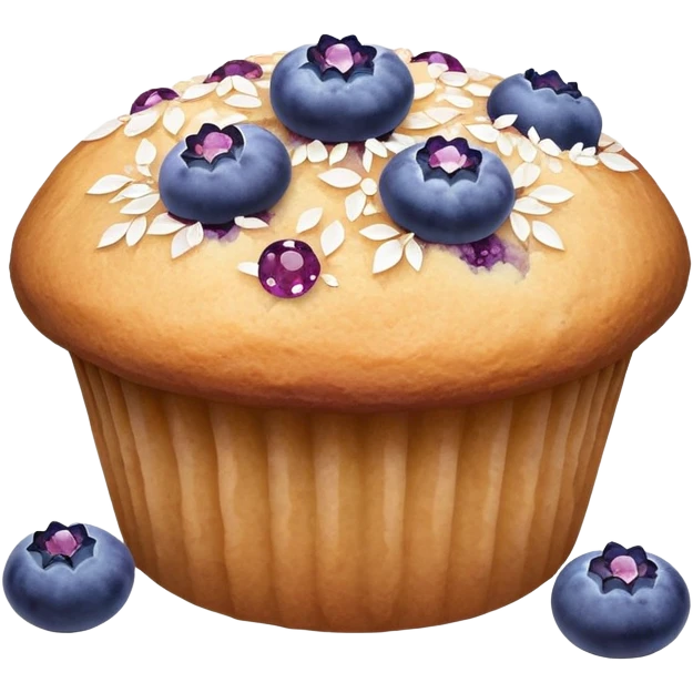 Lavender sprig flower muffin with blueberry and sugar crystals emoji