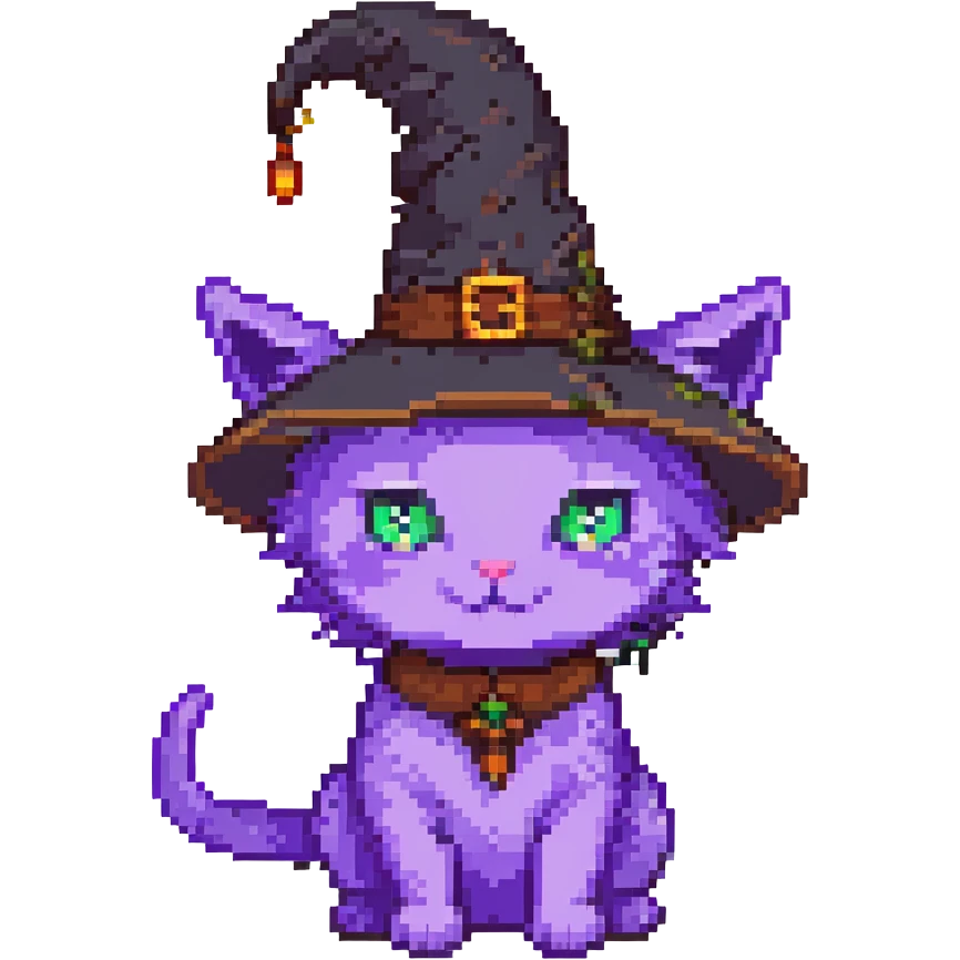 purple witch cat with a hat emoji